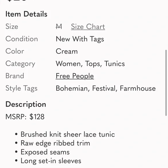 NWT Free People Coffee in the Morning Tunic - Medium - Picture 13 of 13